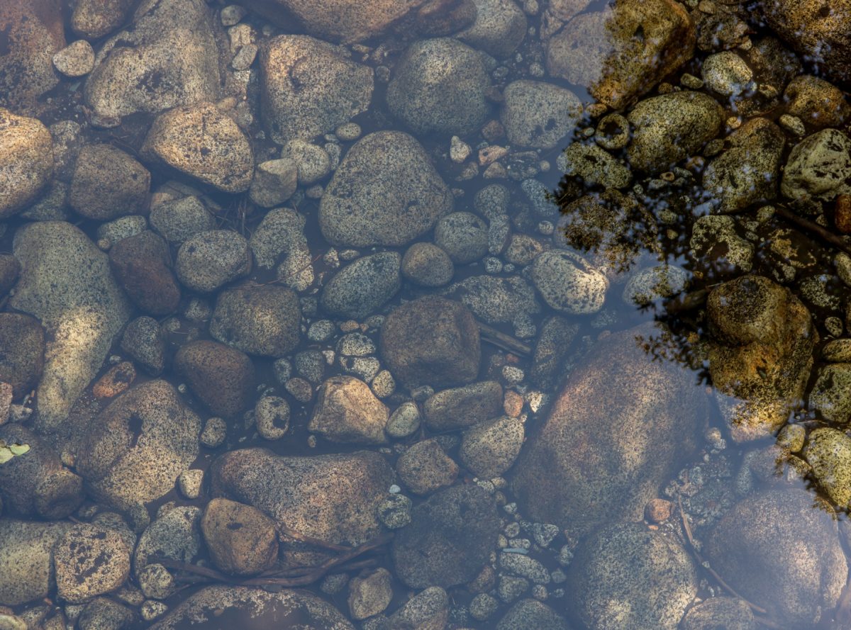 pebbles under water