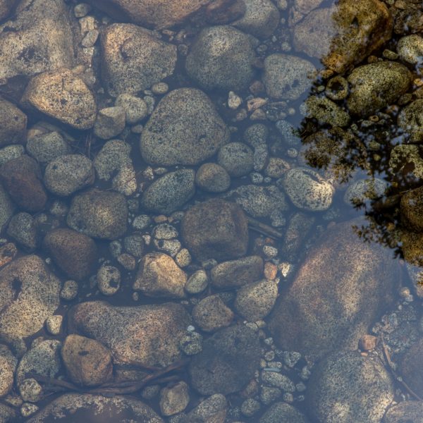 pebbles under water