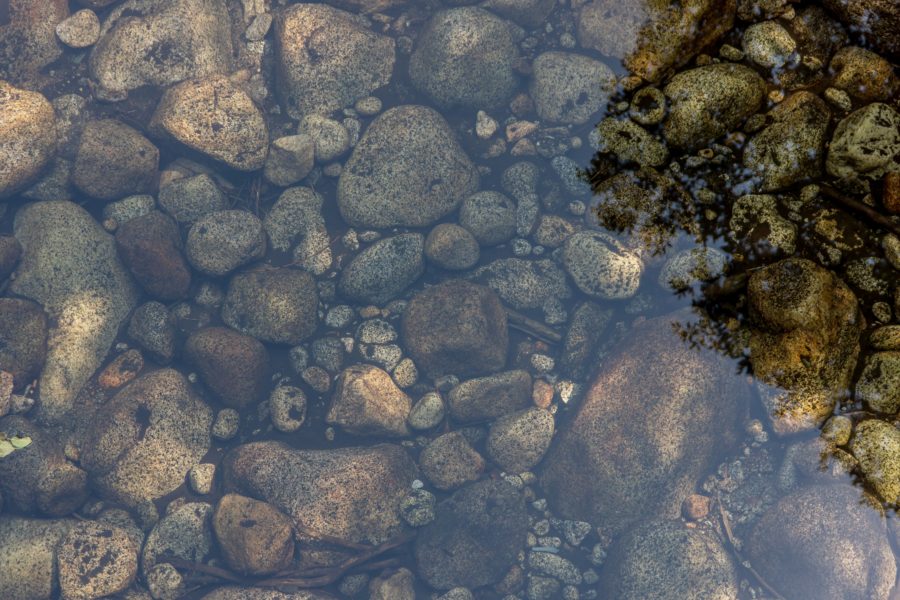 pebbles under water