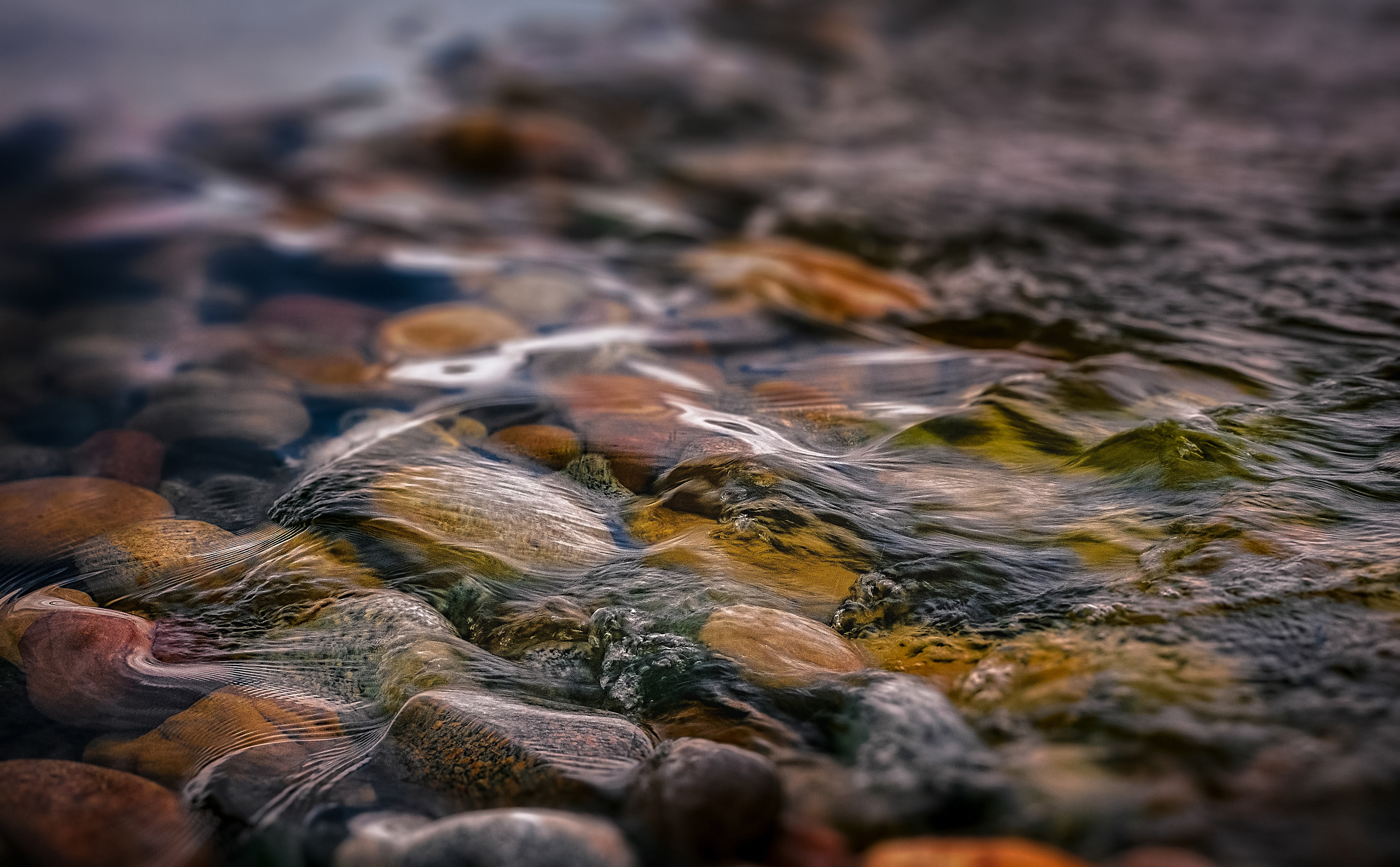 water over rocks