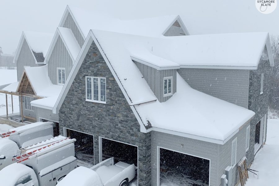 sycamore and slate winter farmhouse