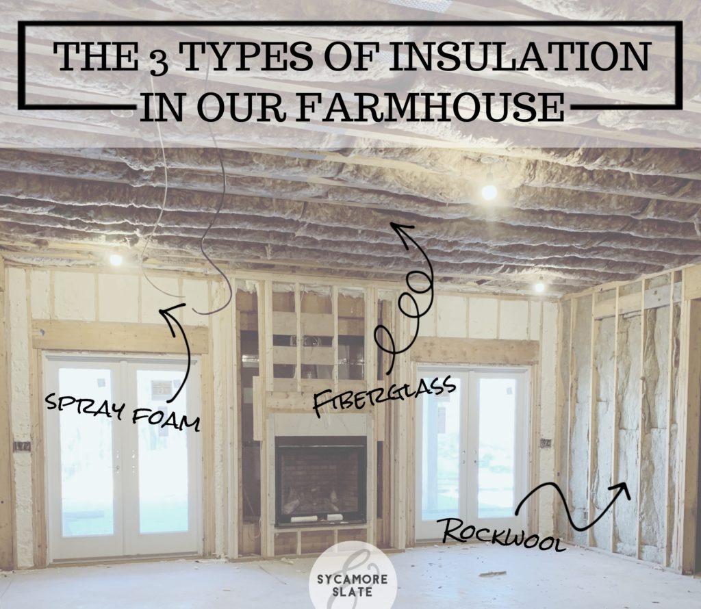 Learn the basics about three types of insulation, all of which we used in our farmhouse! Spray foam, fiberglass, and rockwool!