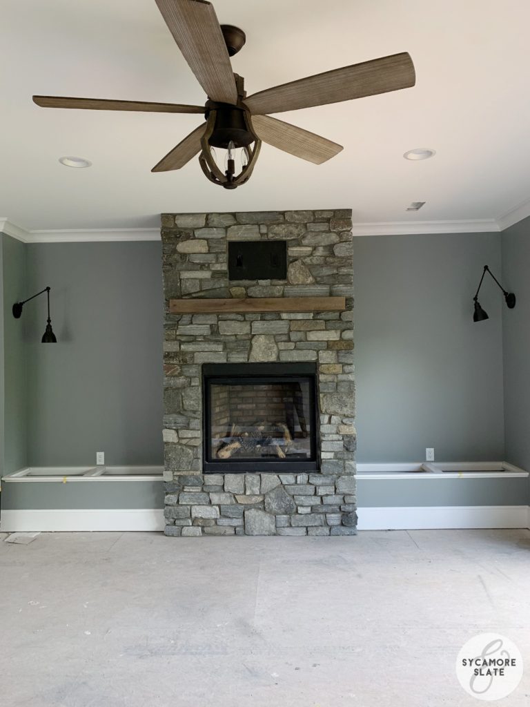 Master Bedroom fireplace with stone