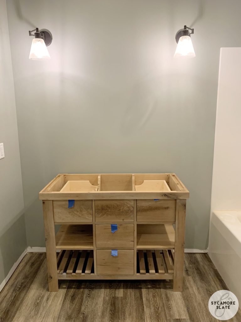 Spare bedroom bleached vanity