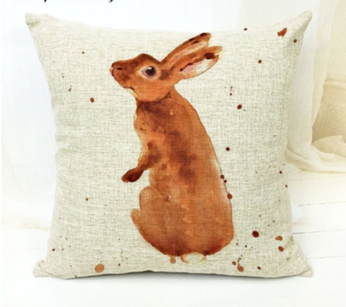 brown bunny splotches pillow