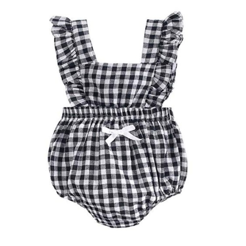 Buffalo check ruffle bodysuit