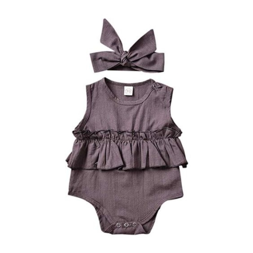 Purple ruffle waist bodysuit and bow