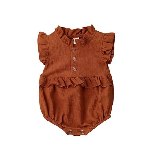 button-front ruffle-sleeve onesie