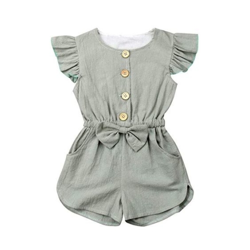 Button bow-front jumpsuit